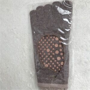 WOMENS PILATES SOCKS PINK WITH GRIP BOTTOM TEN TOES 6-9
